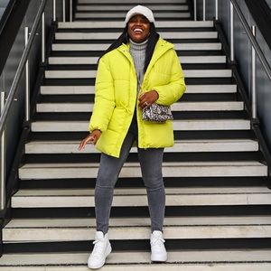 Yellow - Green Puffer Coat